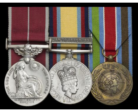 The 'Gulf War 1991' B.E.M. group of three awarded to Lance Corporal D. G. Sayers, 53rd Field Squadron, Royal Engineers, who w