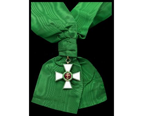 Hungary, Regency, Order of Merit, Civil Division, sash Badge, 53mm, silver-gilt and enamel, with hallmarks between arms, good