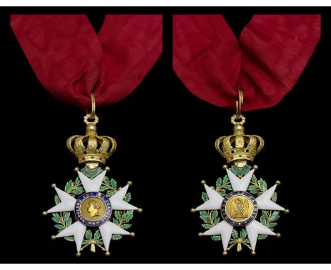 France, Legion of Honour, Commander's neck Badge, 90mm including crown with strawberry leaves x 62mm, gold and enamel, poinco