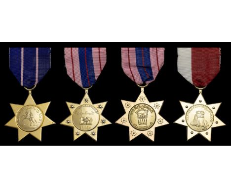 United Arab Emirates, Dubai Police 1st Series, Order of Gallantry Star, 2nd Type, by Fattorini; Order of Long Service, 2nd Ty