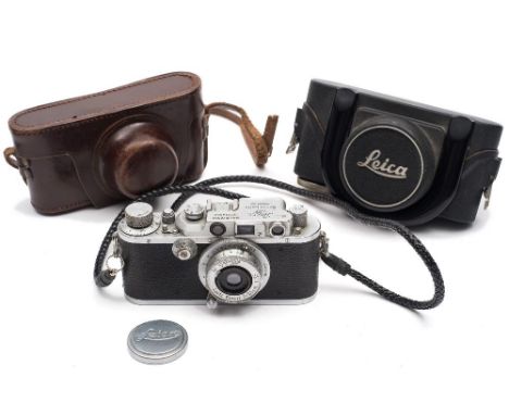 A Leica Model IIIb:, serial number 294050, circa 1938, black body with chrome fittings, the top plate also engraved 'WD' and 