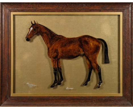 Timothy B Whitby (XIX-XX)'Scamp': reverse glass oil portrait of a horse,signed and dated lower left 192037.5 x 50cm