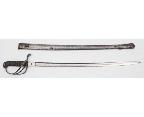 A British 1821 pattern Royal Artillery short sword:, the single edge blade with acid etched decoration over  hilt with single