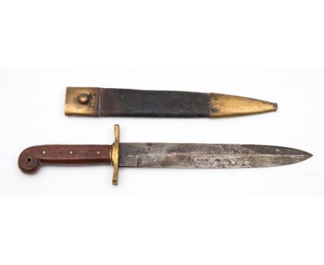 An American Model 1849 Rifleman's knife by Ames Manufacturing Co, Cabotville:, the straight single edge blade with false edge