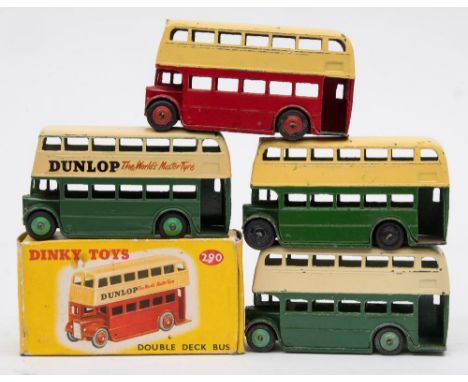 Dinky No 290 Double Decker Bus 'Dunlop The World's master Tyre':, two tone green and cream, boxed, together with three other 