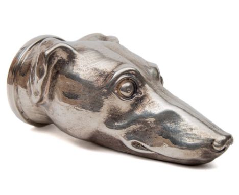 A William IV silver stirrup cup in the form of a dog's head, maker G R Collis & Co, Birmingham:, circa 1835, (date assay rubb