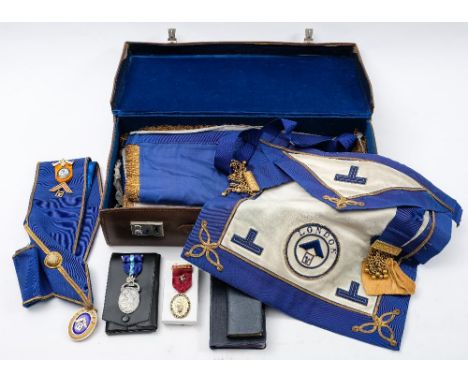 A collection of  Masonic jewels and regalia:, including a  silver gilt and enamel William Van Orange Lodge jewel and others i