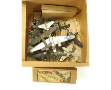 A collection of scratch built models of WWII aircraft:, most probably 'SilverWing' 1/72nd scale kits:, including a Boston Bom