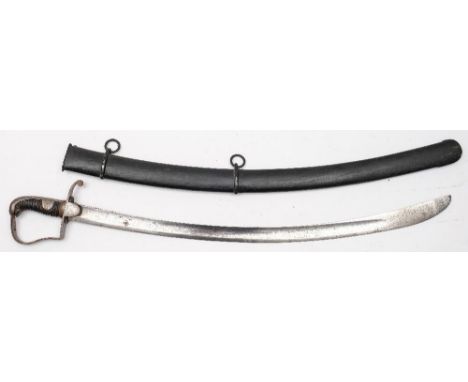A British 1796 pattern Cavalry Trooper's sword:, the curved blade over a stirrup hilt with double langets, single quillon and