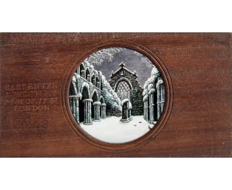 Carpenter &amp; Westley, London. A dissolve set of two hand painted magic lantern slides of Holyrood Chapel:, one scene in wi