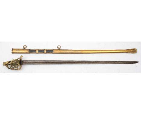 A French 1814 pattern cavalry sword by Klignethal:, the straight single edge fullered blade signed to the top edge of the ric