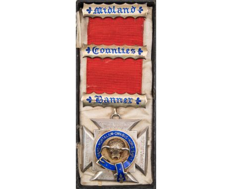 A George V silver gilt and enamel RAOB presentation jewel, Birmingham 1917:, for the Midland Counties Banner No 2 Queen's Lod