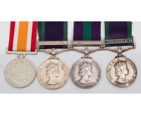 Two ERII General Service Medals (1962-2007 )with South Arabia bar:, '23922740 Pte M D Vickers ACC' and 'J4283449 LAC C A Jarm