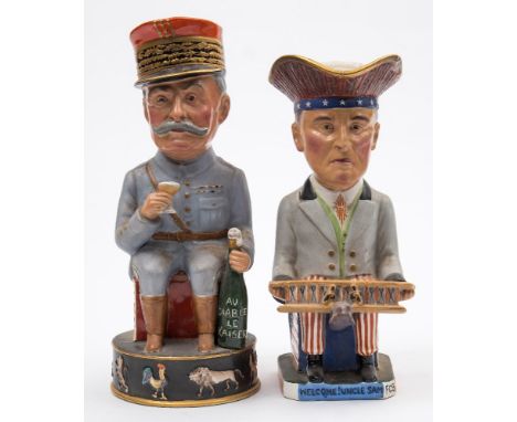 Two Wilkinson WWI Toby jugs after Sir Francis Carruthers Gould:, comprising Marshall Ferdinand Foch holding a champagne bottl