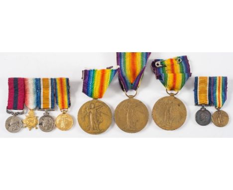 A  WWI miniature group of four, another miniature pair and three Victory medals:,'J14003 T E L Griffiths LSRN''213 Bmbr A J A