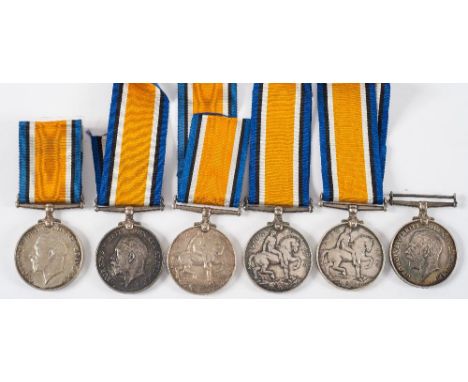A group of six George V War Medals:'7264 Pte J G Lyon Boro R''51782 Sjt H Turner RA''76547 Pte N Robinson Durh LI''2 Lieut G 