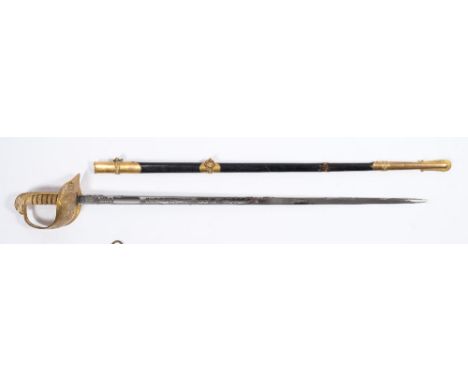 An Elizabeth II Royal Air Force Officer's dress sword by Wilkinson, London:, the straight acid etched blade with crown and ea