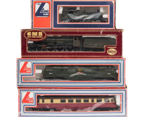 Lima OO/HO gauge, a group of three locomotives:, GWR 2-6-2 No 4589, cream and maroon 205133 MWG and BR Green Diesel electric 