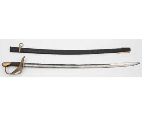 An Italian 1880 pattern  Heavy Cavalry Trooper's sword by Schnitzler &amp; Kircshbaum, Germany:, the single edge fullered bla