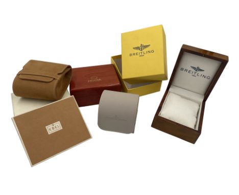 A COLLECTION OF VARIOUS WATCH BOXES by Breitling, Jaegar Lecoultre, Ebel, Jaguar, Omega and IWC (a lot)