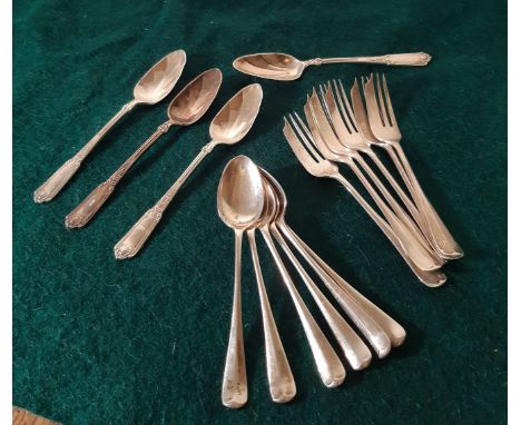 Set of six George V silver Old English Rat tail teaspoons by John Rogers &amp; Sons, Sheffield 1924, a ditto set of six Old E