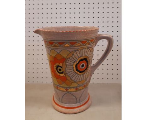Crown Ducal pottery jug designed and signed by Charlotte Rhead, 19.5cm high