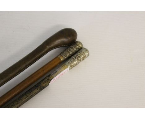 A rare Victorian swagger stick for the 1st Cumberland Volunteer Artillery 73cm some wear to shaft and denting to capital, tog