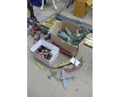 Assorted vintage toys and model ships, etc. 