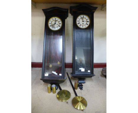 A 19th Century double weight Vienna wall clock and a single weight Vienna wall clock 