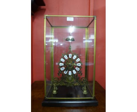 A gilt metal fusee skeleton clock 