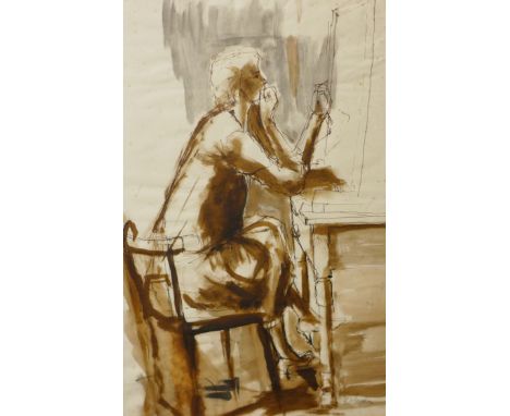 Edward Margon, portrait of a lady and Gipsies, New Forest, watercolours, both unframed 