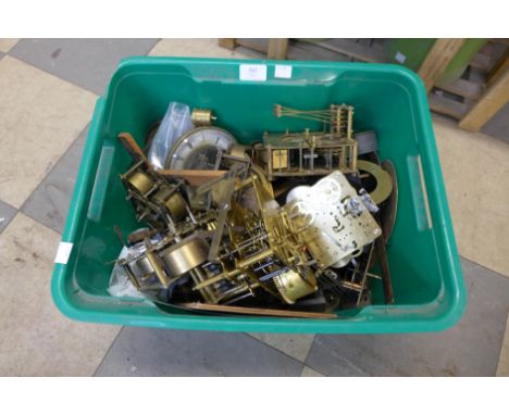 A box of assorted clock movements, etc. 