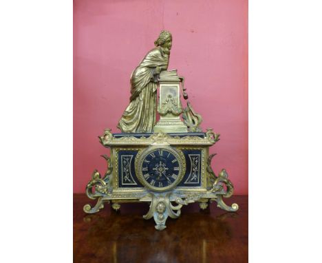 A 19th Century French ormolu and Belge noir mantel clock, the dial signed Jas Scott, Hull &amp; Paris 