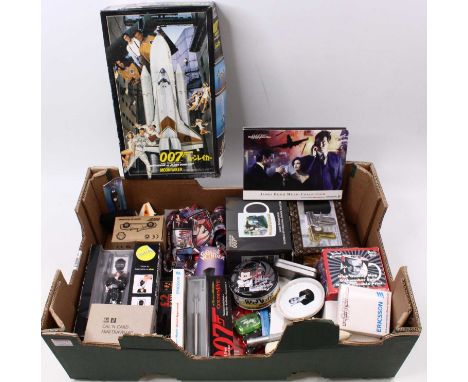 Large tray of mixed James Bond Collectables and Novelties, including James Bond Ericsson Promotional items, Collectable Mugs,