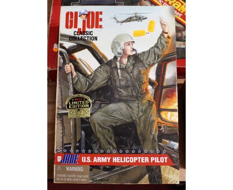 A GI Joe Classic Collection limited edition action figure of a US Army helicopter pilot, in a window display box