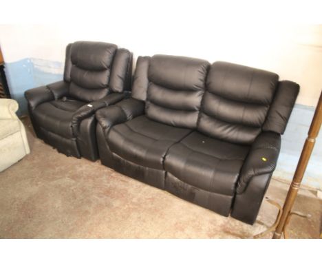 A MODERN RECLINING SOFA AND MATCHING CHAIR 