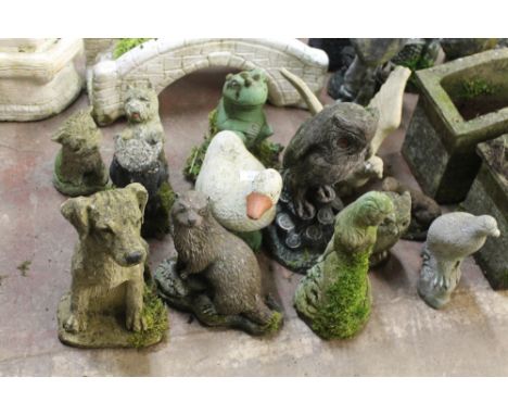 A LARGE QUANTITY OF ANIMAL GARDEN FIGURES 