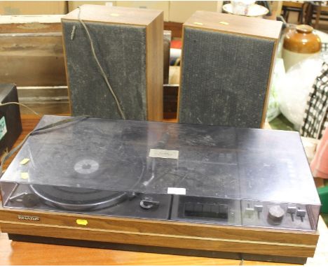 A SHARP RECORD PLAYER AND SPEAKERS 