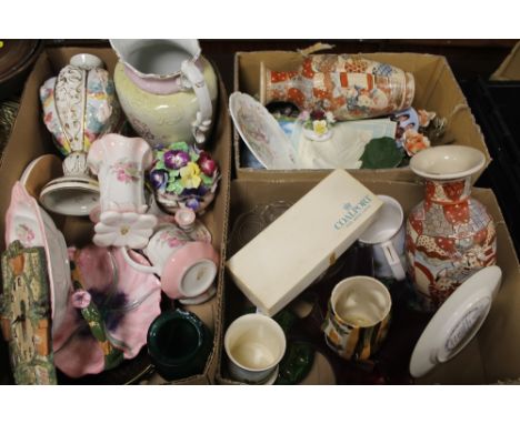 THREE TRAYS OF ASSORTED CHINA AND CERAMICS TO INCLUDE COALPORT, CARLTON WARE, ROYAL DOULTON, ETC 