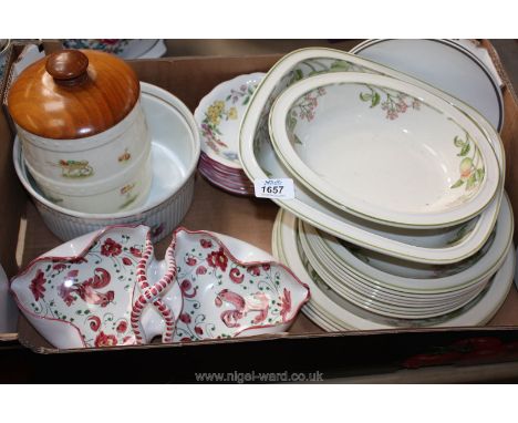 A part Wedgwood Dinner Service in 'Wild Apple', seven Spode sweet dishes, Aynsley 'Kitchen Garden' biscuit barrel etc.