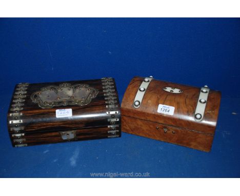 A Mother of Pearl decorated Card Box and another.