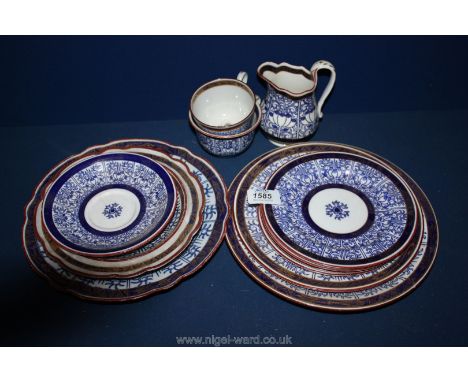 A quantity of Royal Worcester Teaware in blue and gold colours.