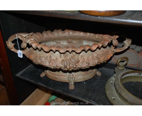 A large cast metal Classical style Planter, 23'' wide x 8 1/2'' tall.
