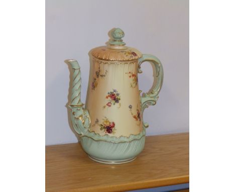 A Royal Worcester porcelain coffee pot painted floral sprays – 1613.