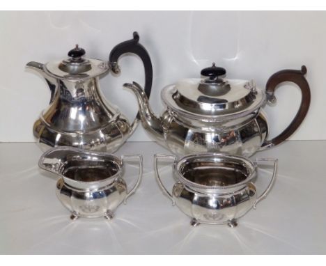 A four piece military presentation silver tea service – 'The Royal Sussex Regiment', Alpha Bros, Birmingham 1933.