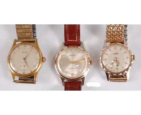 A gent's Ingersoll mechanical gold plated wristwatch, with signed champagne dial, dia. 32mm; one other by Rotary, having subs