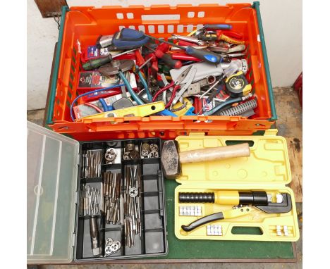 A collection of quality mixed tools, including Stabila spirit levels and Knipex side cutters.