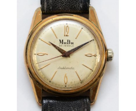 MuDu, a gold plated doublematic gentleman's wristwatch, 32mm.Working when catalogued