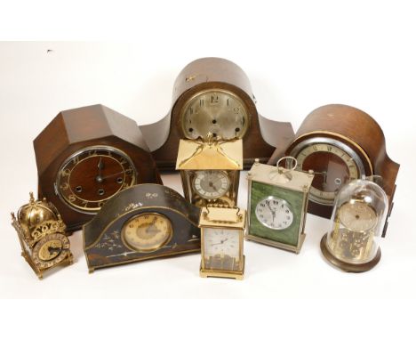 A collection of mid twentieth-century and later mantel clocks, wall clocks and barometers, to include, a Bentima anniversary 