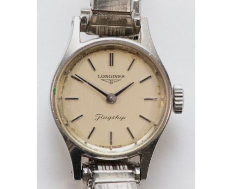 Longines, a stainless steel manual wind ladies wristwatch, 17 jewel movement, 14mm.Working when catalogued